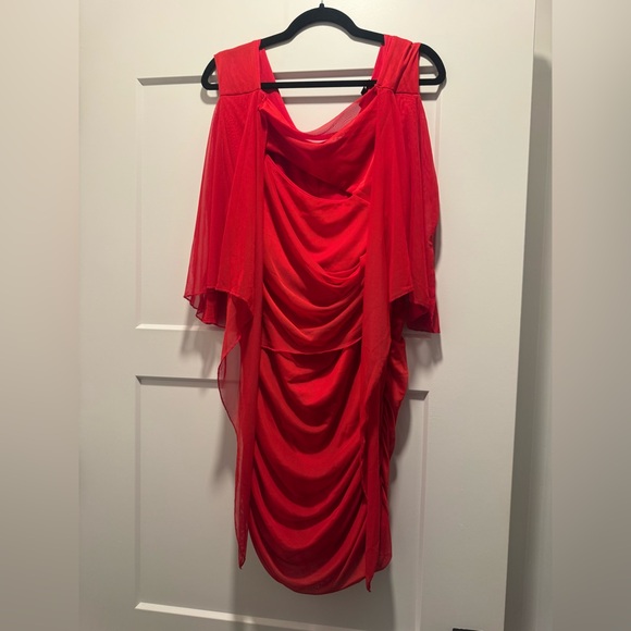 Red Ruched Mini Dress - Picture 4 of 5